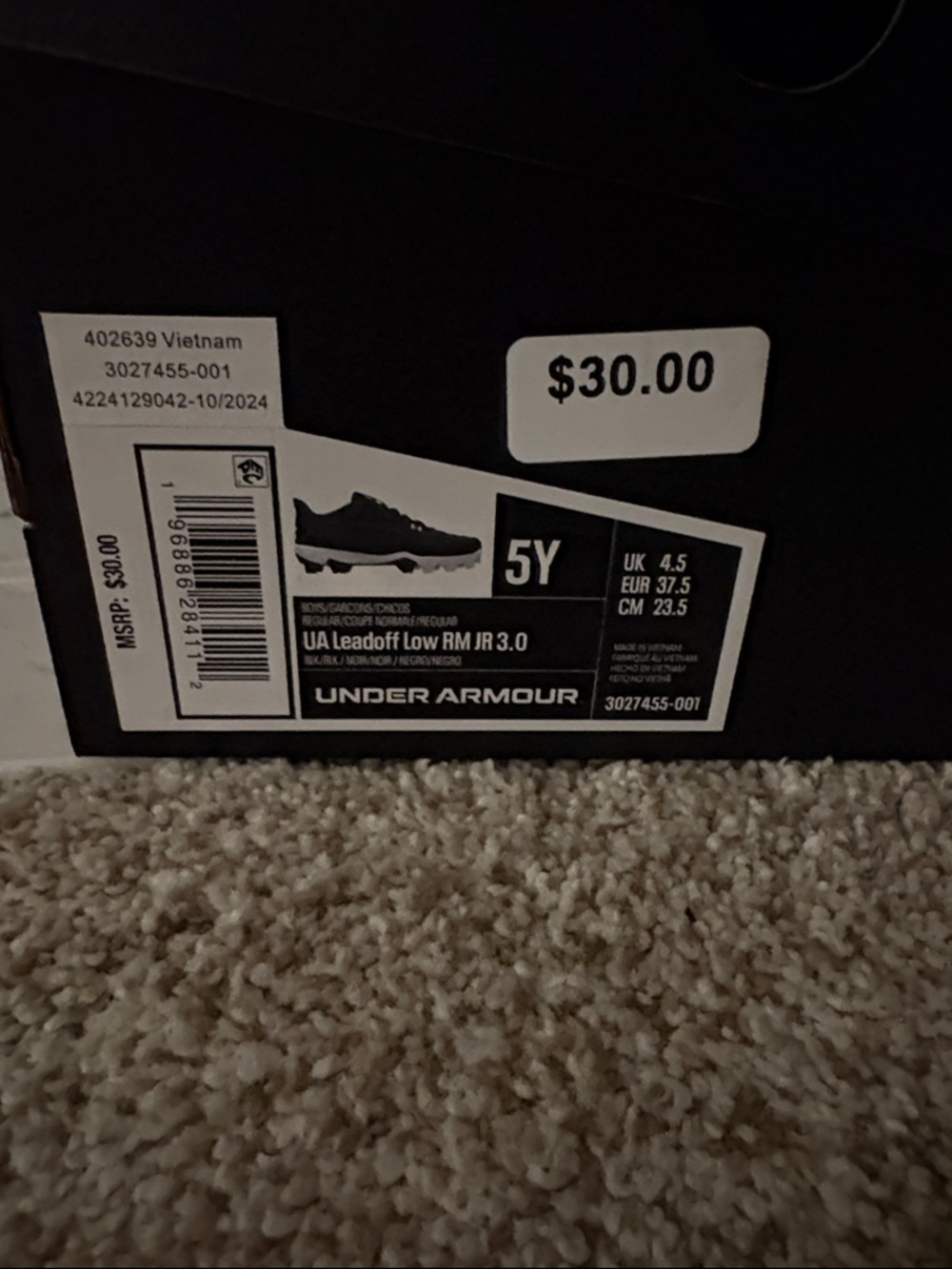 Under Armour Kids Black and White Turf Cleats - Picture 7 of 7